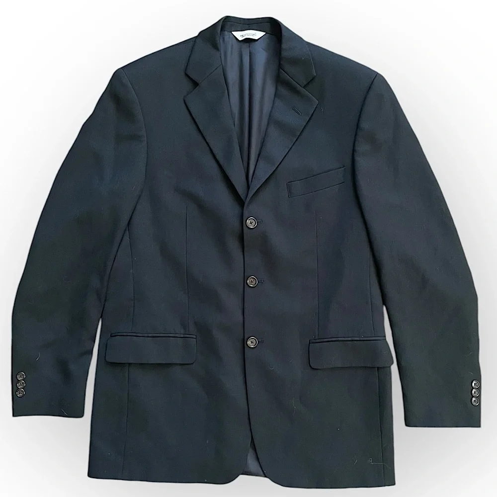 Pronto Oumo Mens 100% Worstead wool suit jacket 41 Tall Black